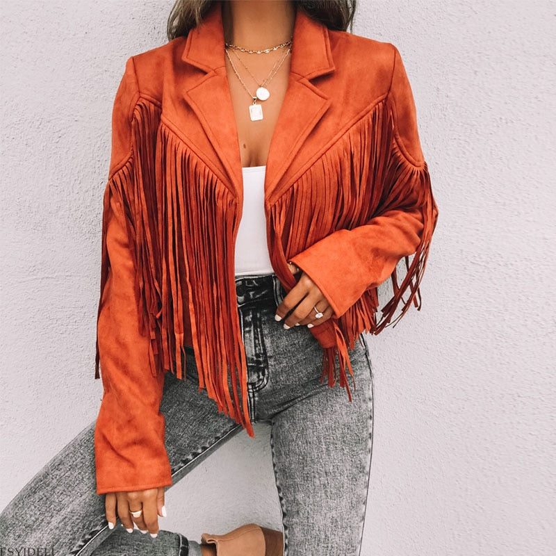 Chic Fringed Suede Women's Jacket - Ava