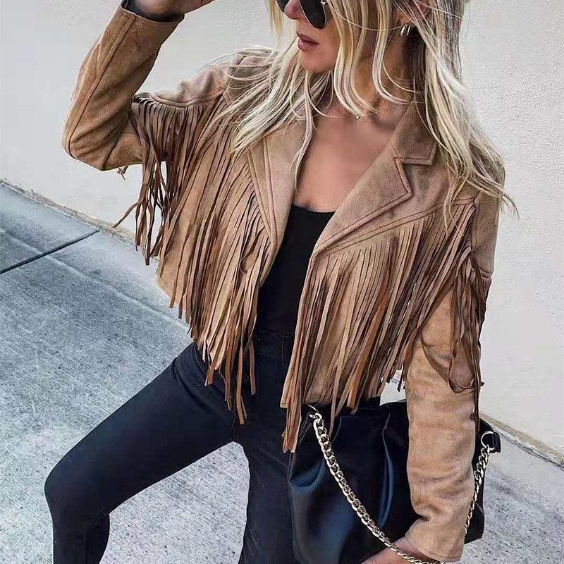 Chic Fringed Suede Women's Jacket - Ava