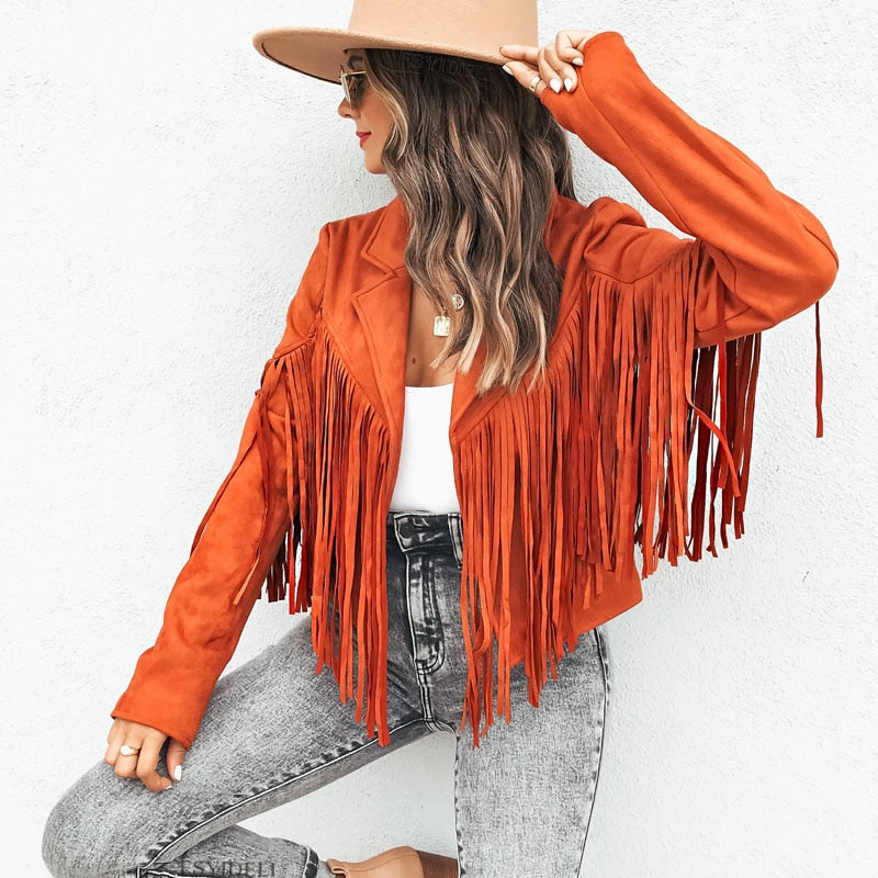 Chic Fringed Suede Women's Jacket - Ava