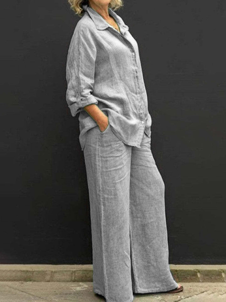 Summer Cotton-Linen Two-Piece Suit for Women - Elara