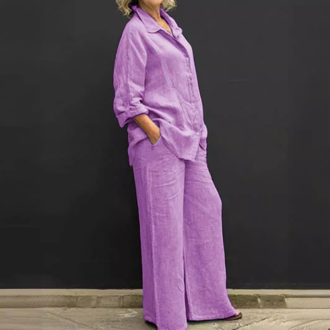 Summer Cotton-Linen Two-Piece Suit for Women - Elara