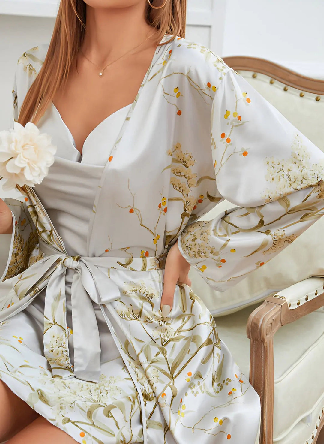 Satin Kimono and Dress Ensemble for Women - Brielle