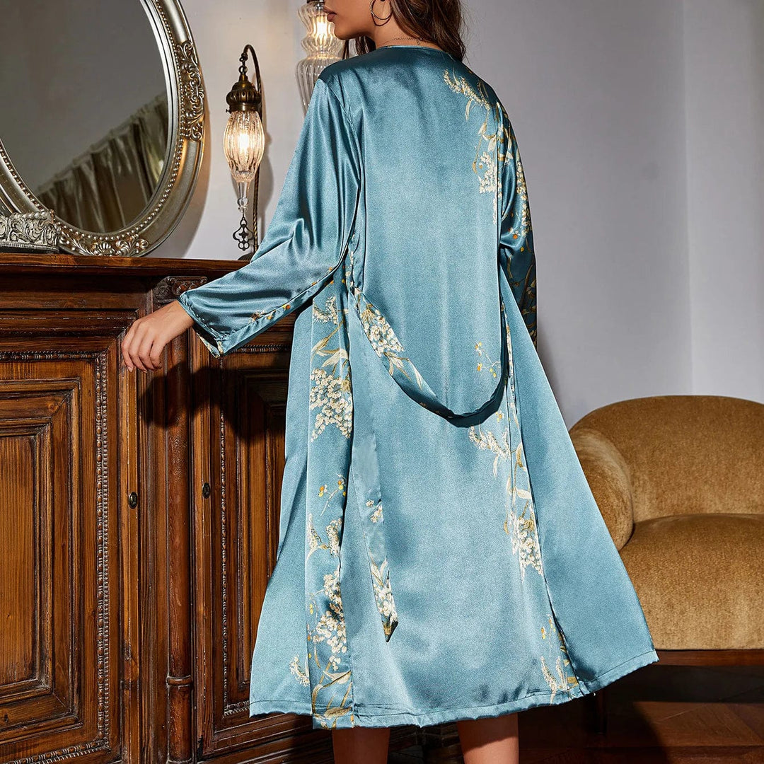 Silk Loungewear Ensemble for Ladies Featuring a Cami and Robe – Adeline